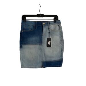 Tommy Hilfiger Blue Denim Skirt Size 2 Stretch Y2K 90s Retro Preppy Classic New